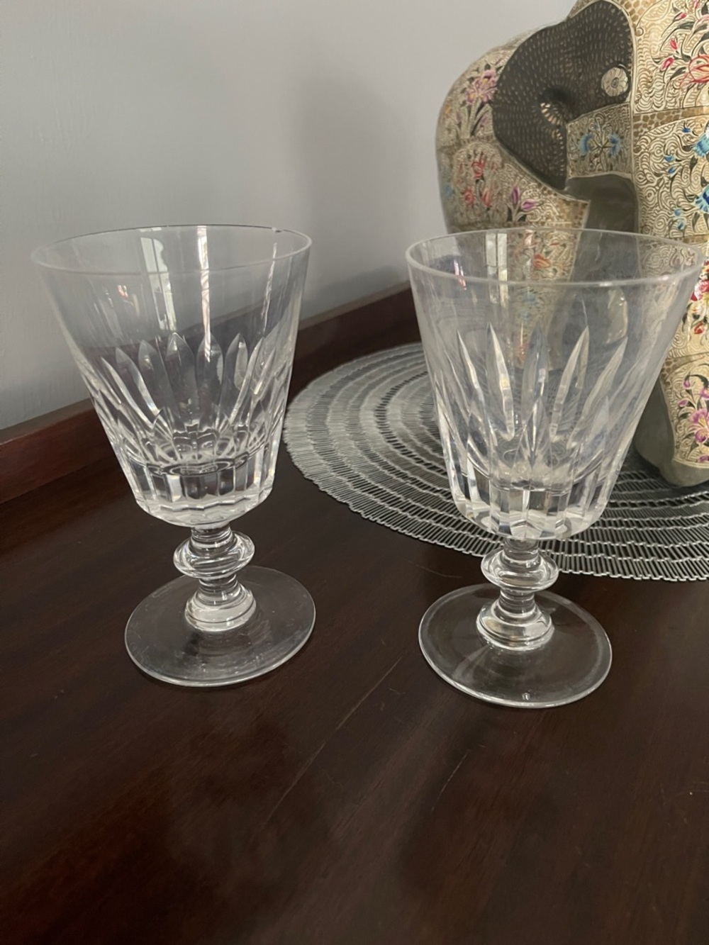 Waterford Crystal Clear Cut Wine Goblets - Pair